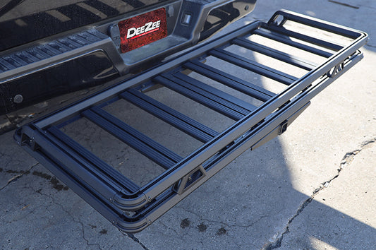 DEE ZEE Z7327049CC D - Trailer Hitch Cargo Carrier; Hitch Mount; 400 Pound Weight Capacity; 27 Inch Length x 49 Inch Width; Powder Coated Black; Aluminum; With Mounting Hardware