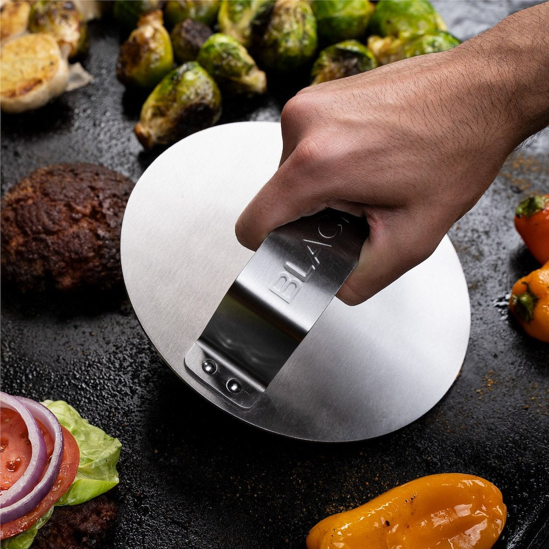 BLACKSTONE 5462 Burger Press; Used To Make Round Meat Patties; Hand Press; Single Patty Press; Dishwasher Safe; With Hamburger Spatula And Basting Dome