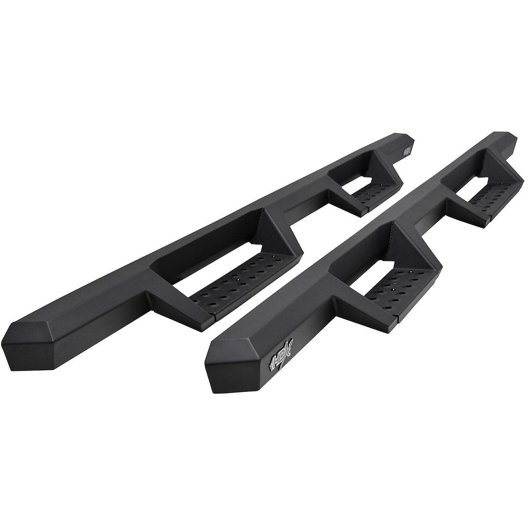 Westin 5614155 Automotive 56-14155 - Nerf Bar; HDX; With Drop Down Steps; 3 Inch Square Straight; Powder Coated; Black; Mild Steel; With Welded End Caps; Rocker Panel Mount