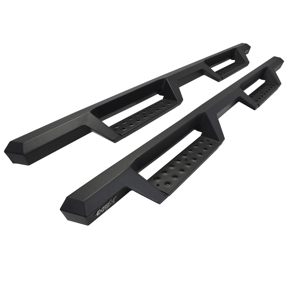 Westin 5614025 Automotive 56-14025 - Nerf Bar; HDX; With Drop Down Steps; 3 Inch Square Straight; Powder Coated; Black; Mild Steel; With Welded End Caps; Rocker Panel Mount