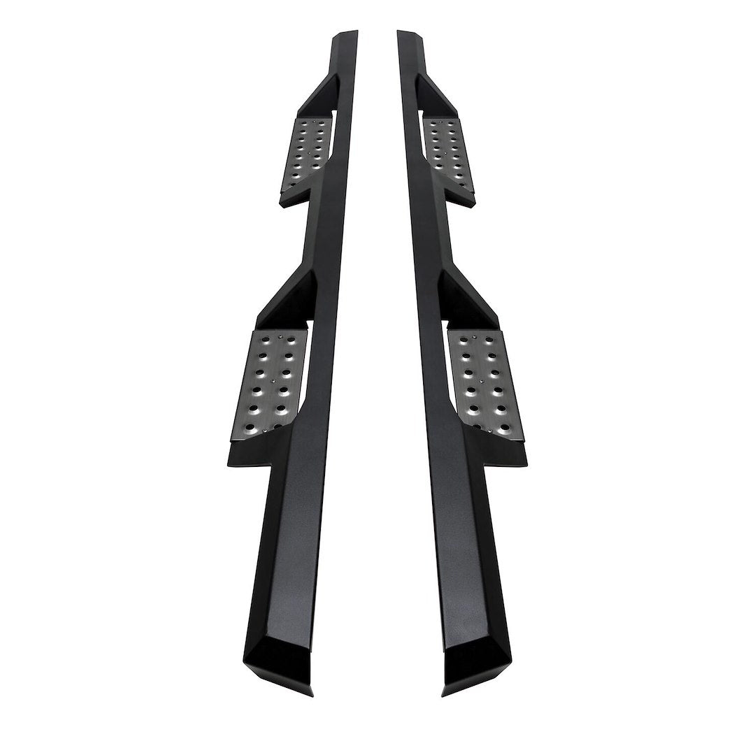 Westin 56116852 Automotive 56-116852 - Nerf Bar; HDX; With Drop Down Steps; 3 Inch Square Straight; Powder Coated; Black With Stainless Drop Steps; 410 Stainless Steel; With Welded End Caps; Body Mount