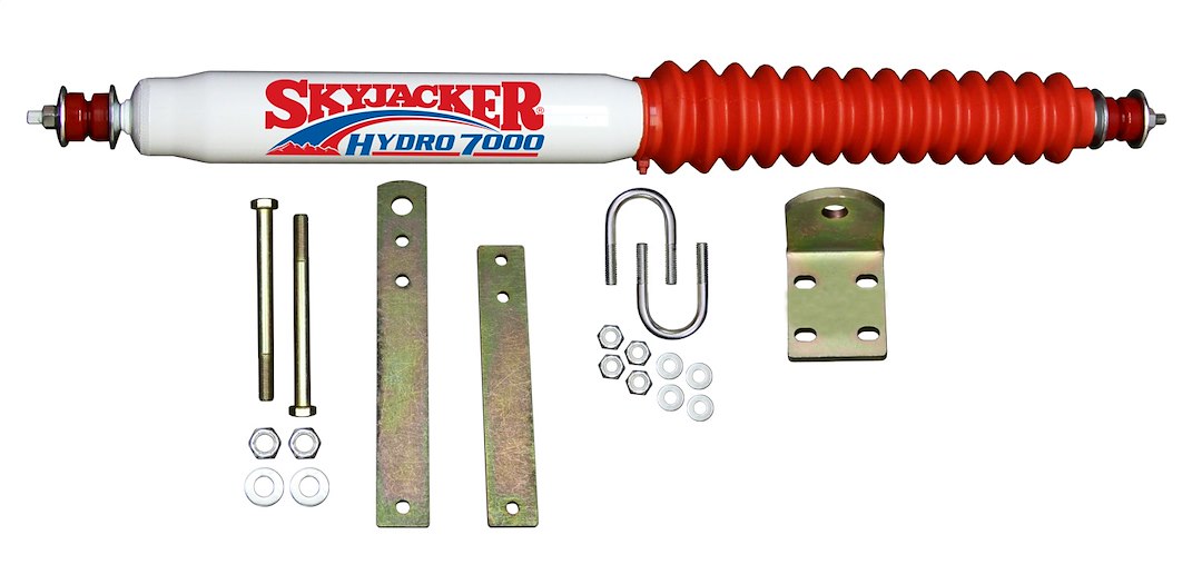 Skyjacker 7140 Suspensions  - Steering Stabilizer; Single; White With Red Boot; Mounts To OE Locations