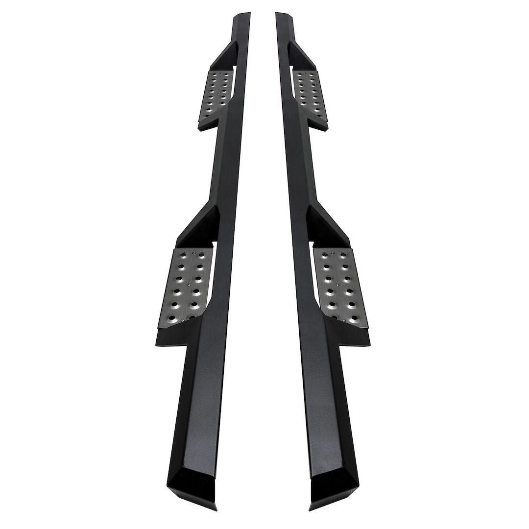 Westin 56119552 Automotive 56-119552 - Nerf Bar; HDX; With Drop Down Steps; 3 Inch Square Straight; Powder Coated; Black With Stainless Drop Steps; 410 Stainless Steel; With Welded End Caps; Body Mount