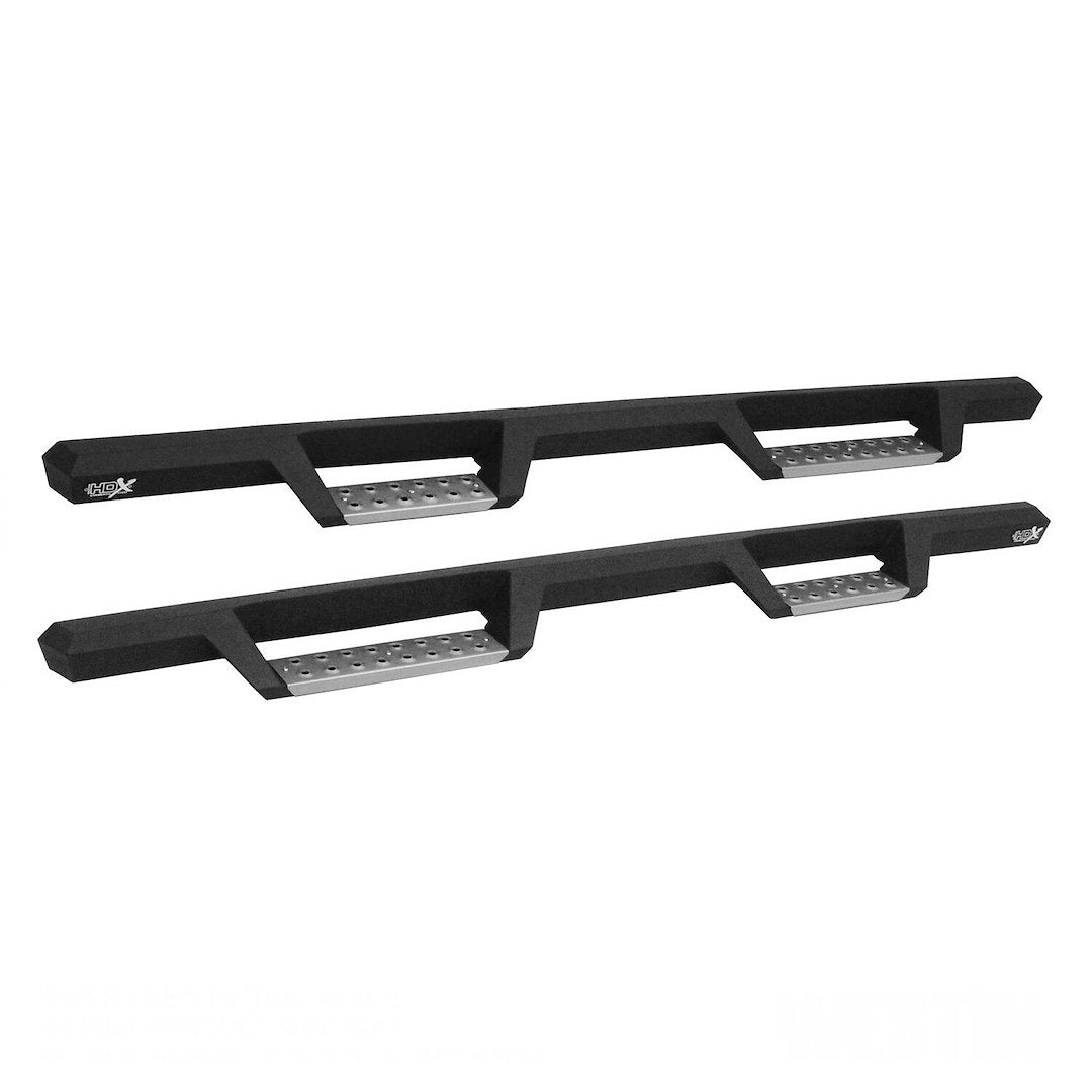 Westin 56141252 Automotive 56-141252 - Nerf Bar; HDX; With Drop Down Steps; 3 Inch Square Straight; Powder Coated; Black; Stainless Steel; With Welded End Caps; Rocker Panel Mount; With Polished Diamond Plate Step Pads On Drop Down Steps