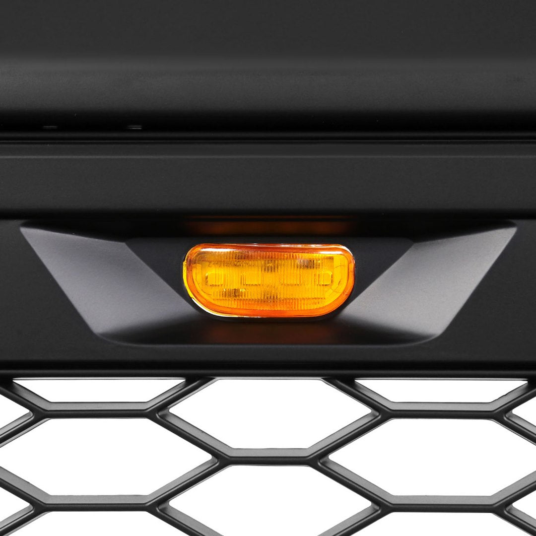SPEC-D TUNING C12BBLEDKH HG-TAC12BB-LED-KH - Grille; Honeycomb Style; With Light Cutout; Matte Black; ABS Plastic; With 3 Amber LED Lights; Emblem Not Included; Includes Wiring Harness