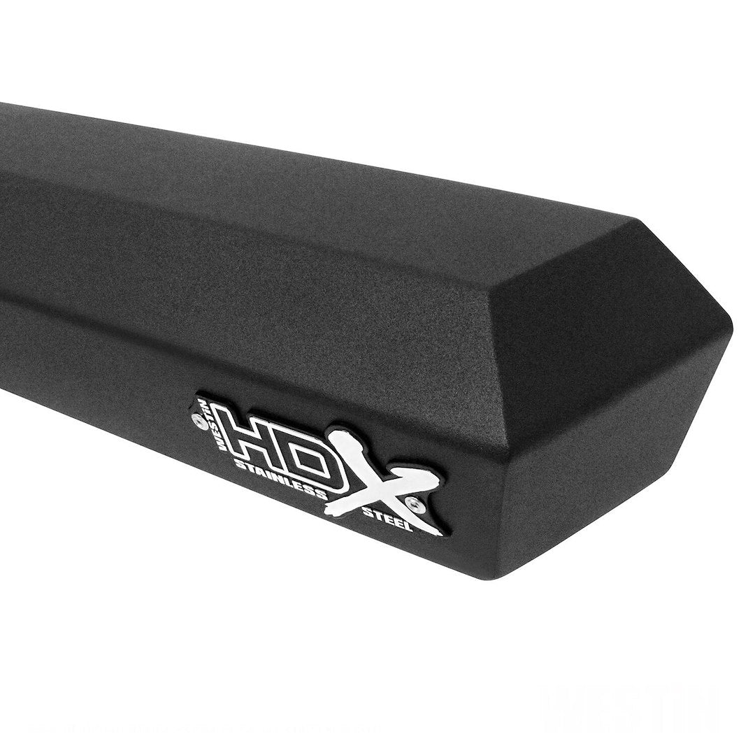 Westin 56116852 Automotive 56-116852 - Nerf Bar; HDX; With Drop Down Steps; 3 Inch Square Straight; Powder Coated; Black With Stainless Drop Steps; 410 Stainless Steel; With Welded End Caps; Body Mount