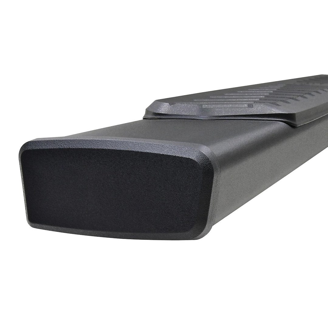 Westin 285234775 Automotive 28-5234775 - Nerf Bar - Truck Wheel To Wheel; R5 M-Series; With Step Pads; With Bed Step; 5 Inch Oval Straight; Powder Coated; Black; Steel; With Black End Caps; Rocker Panel Mount; With 3 Inch Extra Drop