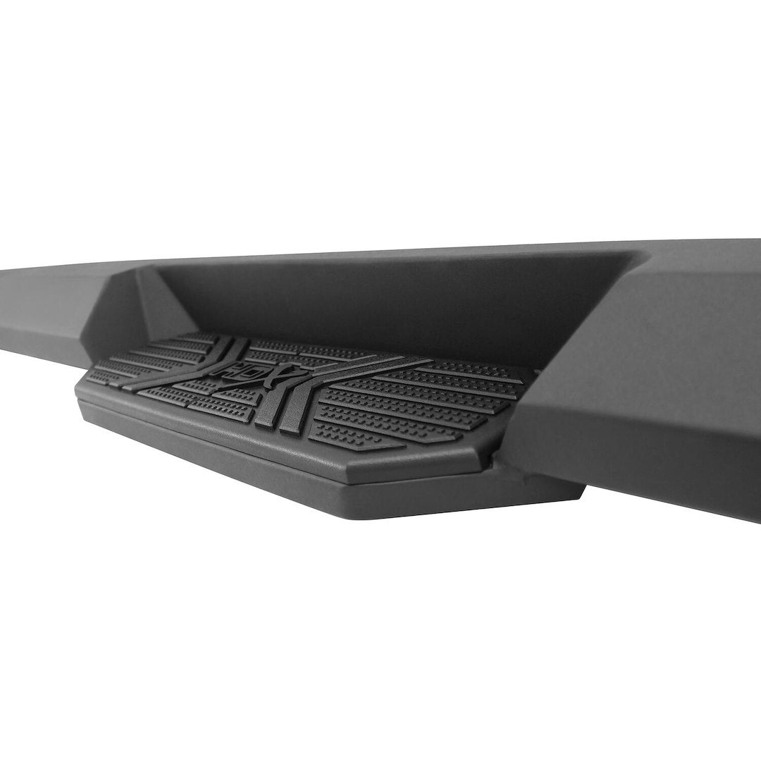 Westin 5623565 Automotive 56-23565 - Nerf Bar; HDX Xtreme; With Step Pads; 3 Inch Square Straight; Textured Powder Coat; Black; Steel; With Welded End Caps; Rocker Panel Mount