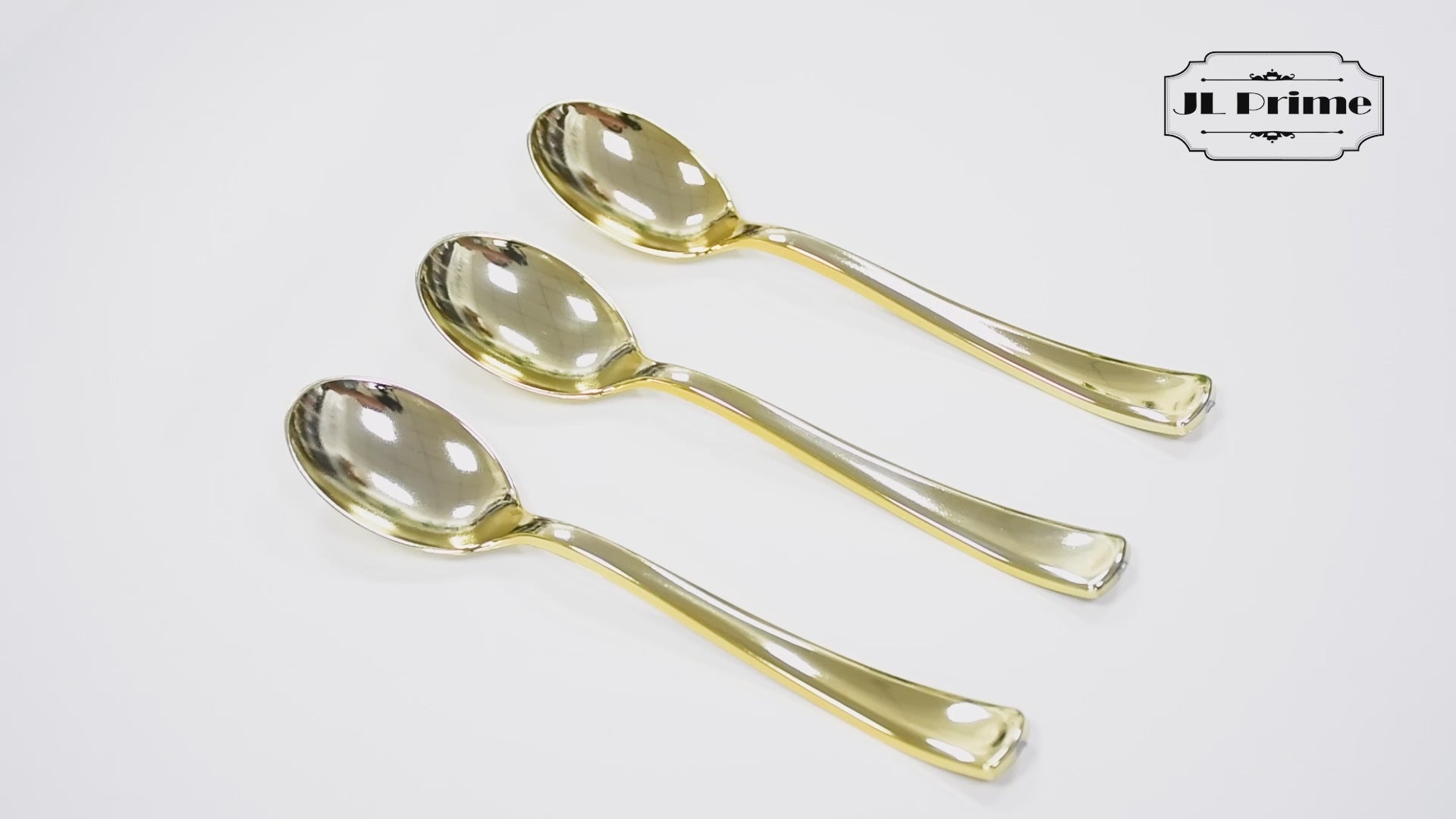 JL Prime 100 Piece Gold Plastic Spoons Bulk Set, Gold Plastic