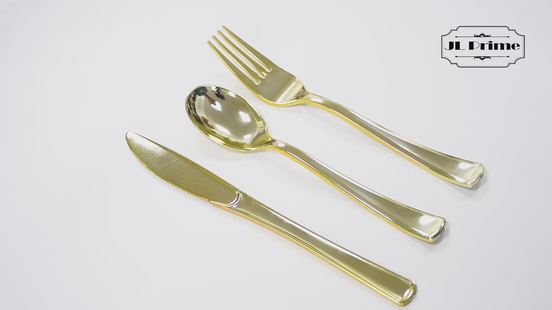 JL Prime 300 Gold Plastic Silverware Set, Gold Plastic Cutlery Set