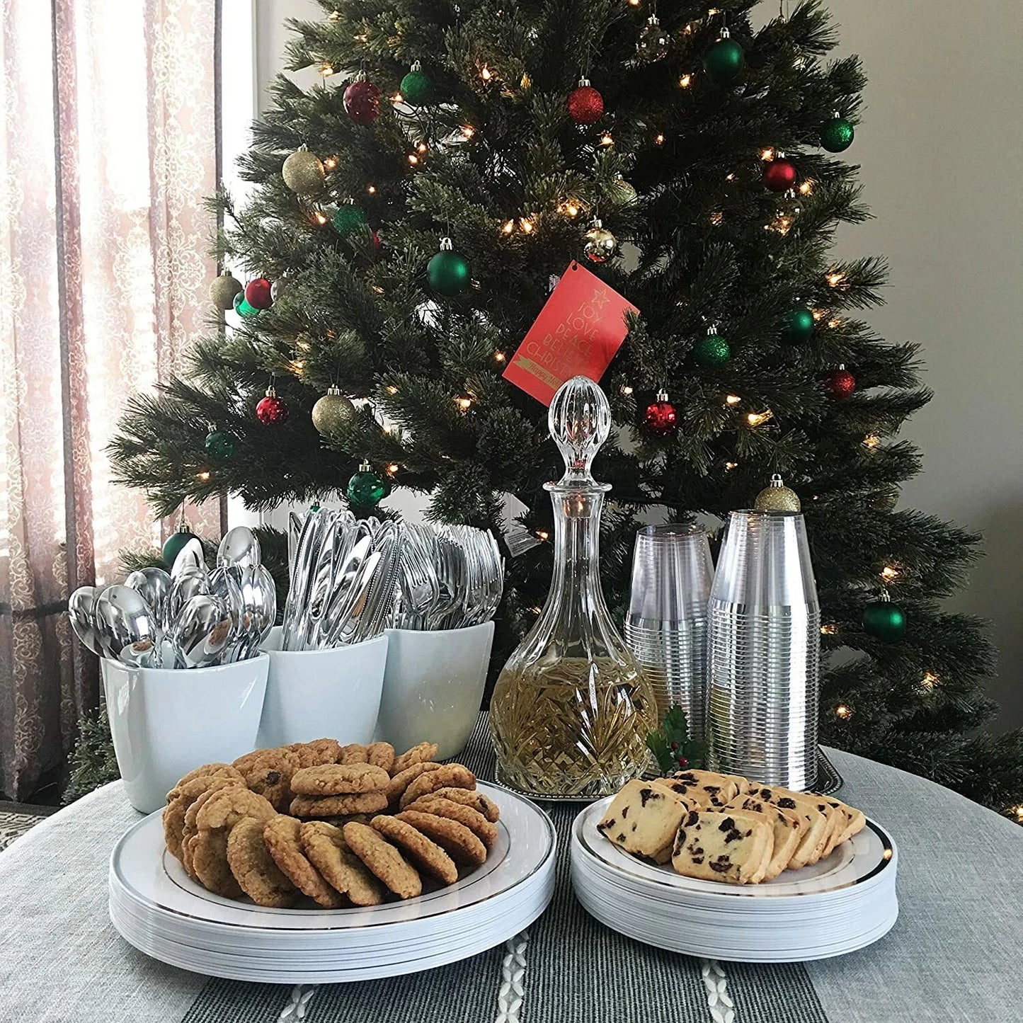 JL Prime 300 Silver Plastic Silverware Set, Silver Plastic Cutlery Set, Heavy Duty Utensils for Party & Wedding Disposable Silver Flatware, 100 Plastic Forks, 100 Plastic Spoons, 100 Plastic Knives