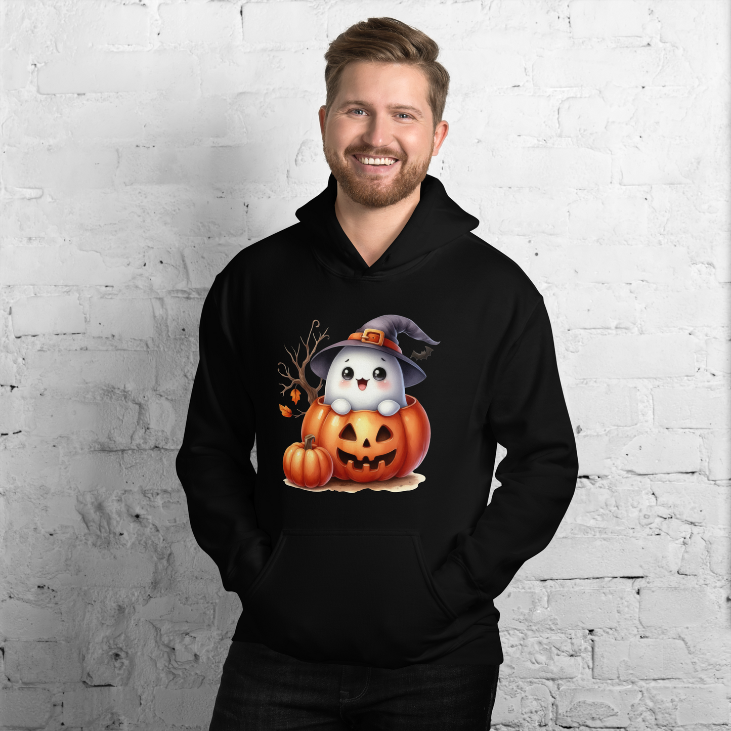 Halloween Hoodie, Soft & Stylish Cotton-Poly Blend, Air-Jet Spun Yarn for Reduced Pilling, Double-Lined Hood with Drawcord, Front Pouch Pocket, Rib-Knit Cuffs, Quarter-Turned Body, Ideal for Cooler Evenings