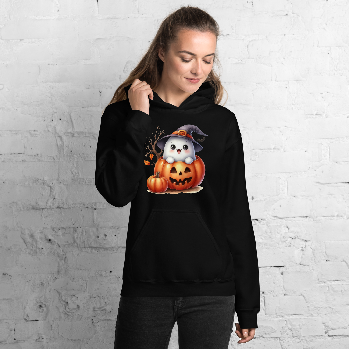 Halloween Hoodie, Soft & Stylish Cotton-Poly Blend, Air-Jet Spun Yarn for Reduced Pilling, Double-Lined Hood with Drawcord, Front Pouch Pocket, Rib-Knit Cuffs, Quarter-Turned Body, Ideal for Cooler Evenings