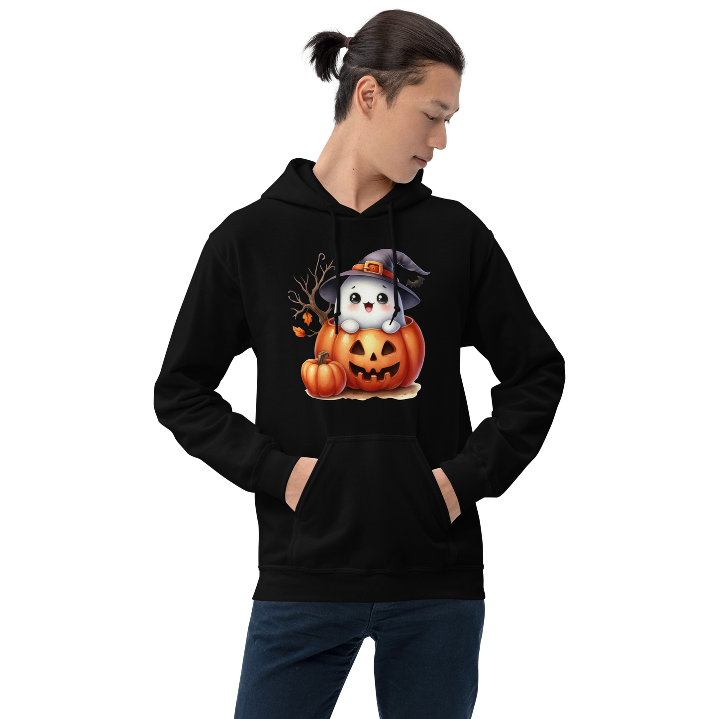 Halloween Hoodie, Soft & Stylish Cotton-Poly Blend, Air-Jet Spun Yarn for Reduced Pilling, Double-Lined Hood with Drawcord, Front Pouch Pocket, Rib-Knit Cuffs, Quarter-Turned Body, Ideal for Cooler Evenings