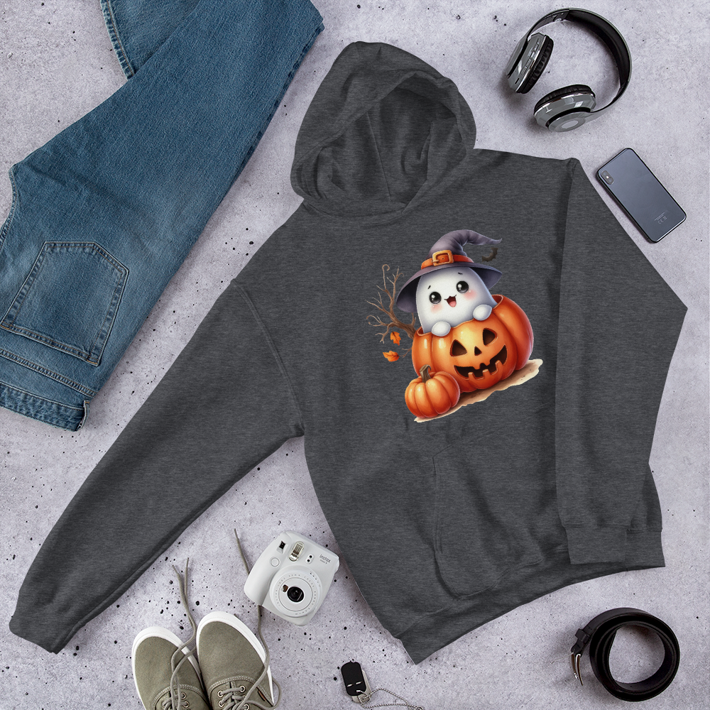 Halloween Hoodie, Soft & Stylish Cotton-Poly Blend, Air-Jet Spun Yarn for Reduced Pilling, Double-Lined Hood with Drawcord, Front Pouch Pocket, Rib-Knit Cuffs, Quarter-Turned Body, Ideal for Cooler Evenings