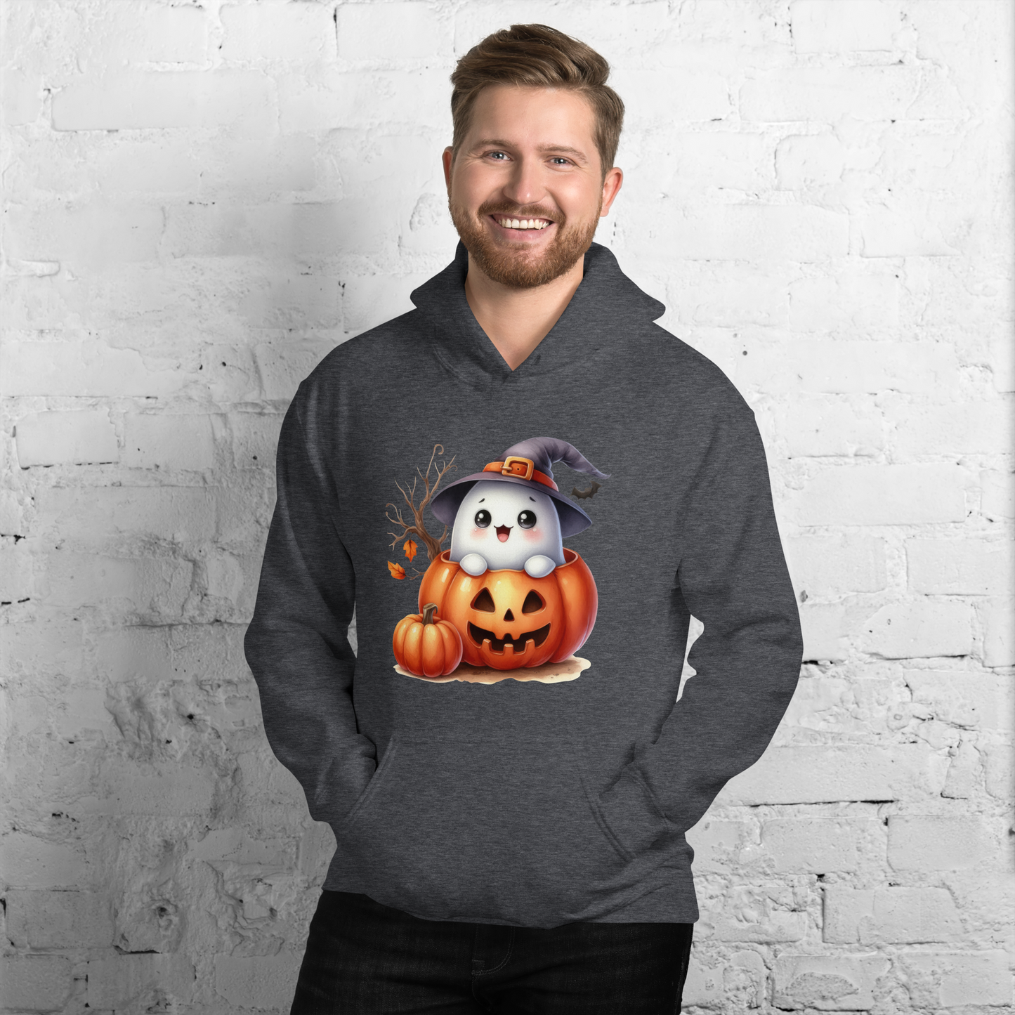 Halloween Hoodie, Soft & Stylish Cotton-Poly Blend, Air-Jet Spun Yarn for Reduced Pilling, Double-Lined Hood with Drawcord, Front Pouch Pocket, Rib-Knit Cuffs, Quarter-Turned Body, Ideal for Cooler Evenings