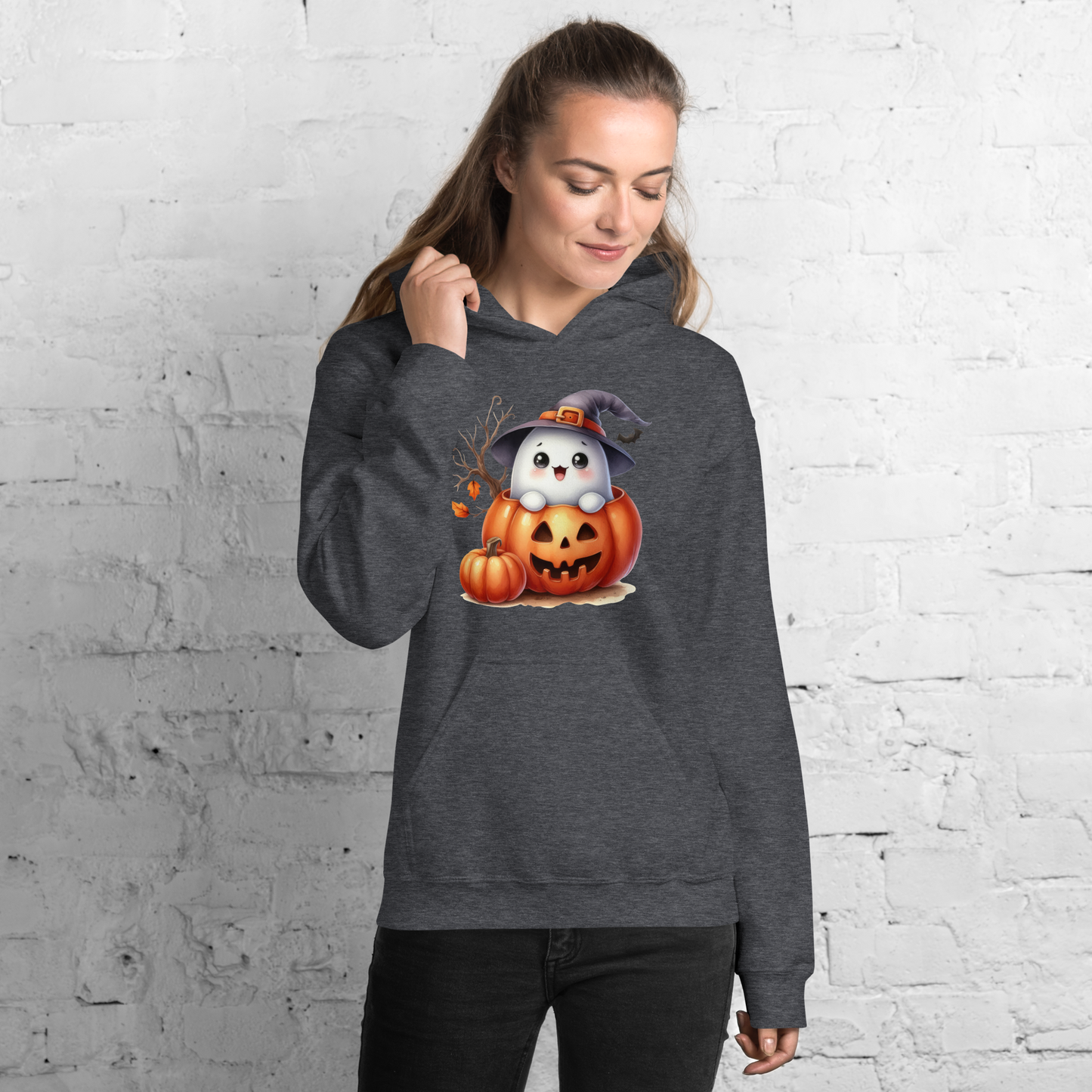 Halloween Hoodie, Soft & Stylish Cotton-Poly Blend, Air-Jet Spun Yarn for Reduced Pilling, Double-Lined Hood with Drawcord, Front Pouch Pocket, Rib-Knit Cuffs, Quarter-Turned Body, Ideal for Cooler Evenings