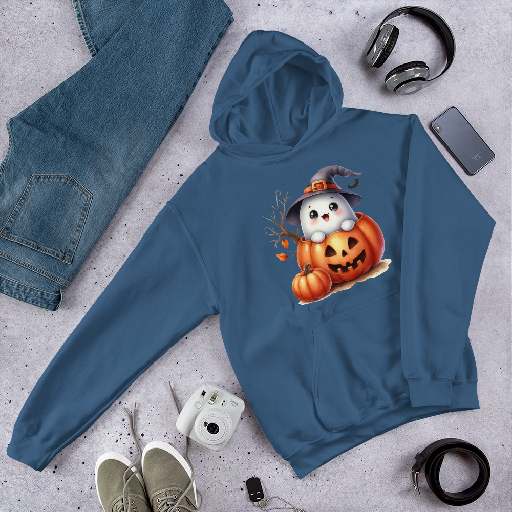 Halloween Hoodie, Soft & Stylish Cotton-Poly Blend, Air-Jet Spun Yarn for Reduced Pilling, Double-Lined Hood with Drawcord, Front Pouch Pocket, Rib-Knit Cuffs, Quarter-Turned Body, Ideal for Cooler Evenings