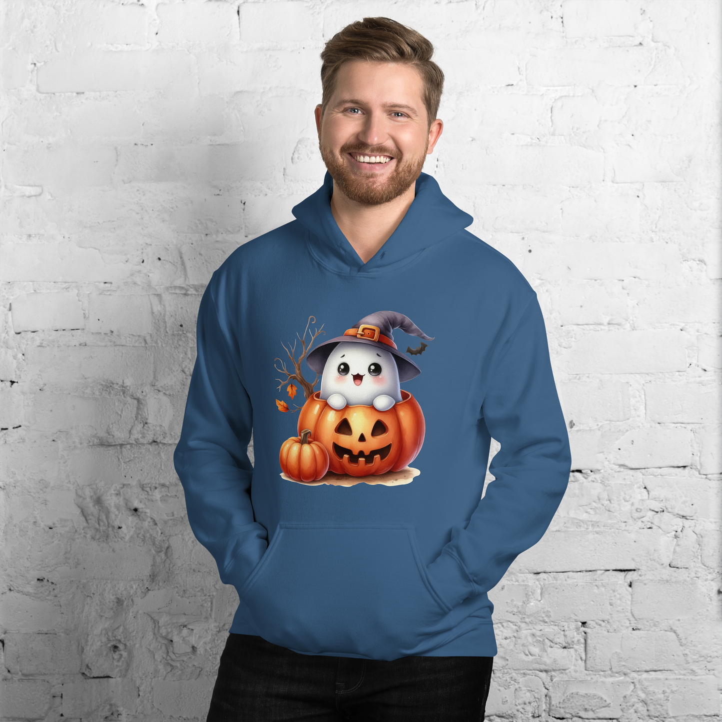 Halloween Hoodie, Soft & Stylish Cotton-Poly Blend, Air-Jet Spun Yarn for Reduced Pilling, Double-Lined Hood with Drawcord, Front Pouch Pocket, Rib-Knit Cuffs, Quarter-Turned Body, Ideal for Cooler Evenings