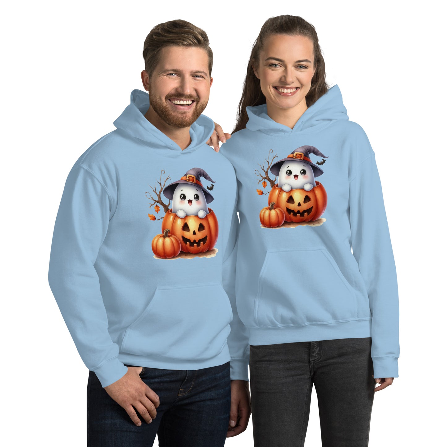 Halloween Hoodie, Soft & Stylish Cotton-Poly Blend, Air-Jet Spun Yarn for Reduced Pilling, Double-Lined Hood with Drawcord, Front Pouch Pocket, Rib-Knit Cuffs, Quarter-Turned Body, Ideal for Cooler Evenings