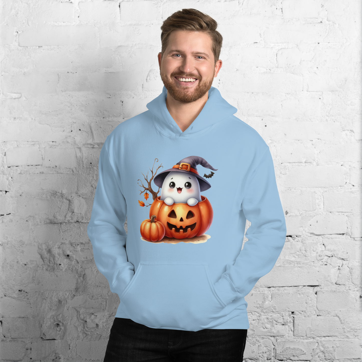 Halloween Hoodie, Soft & Stylish Cotton-Poly Blend, Air-Jet Spun Yarn for Reduced Pilling, Double-Lined Hood with Drawcord, Front Pouch Pocket, Rib-Knit Cuffs, Quarter-Turned Body, Ideal for Cooler Evenings