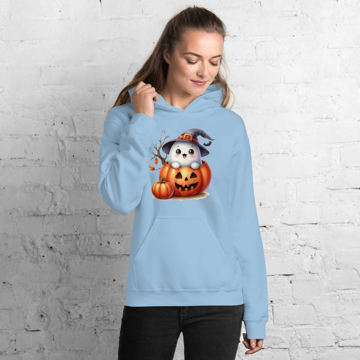 Halloween Hoodie, Soft & Stylish Cotton-Poly Blend, Air-Jet Spun Yarn for Reduced Pilling, Double-Lined Hood with Drawcord, Front Pouch Pocket, Rib-Knit Cuffs, Quarter-Turned Body, Ideal for Cooler Evenings