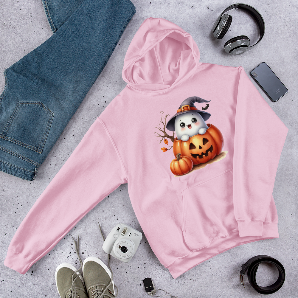 Halloween Hoodie, Soft & Stylish Cotton-Poly Blend, Air-Jet Spun Yarn for Reduced Pilling, Double-Lined Hood with Drawcord, Front Pouch Pocket, Rib-Knit Cuffs, Quarter-Turned Body, Ideal for Cooler Evenings