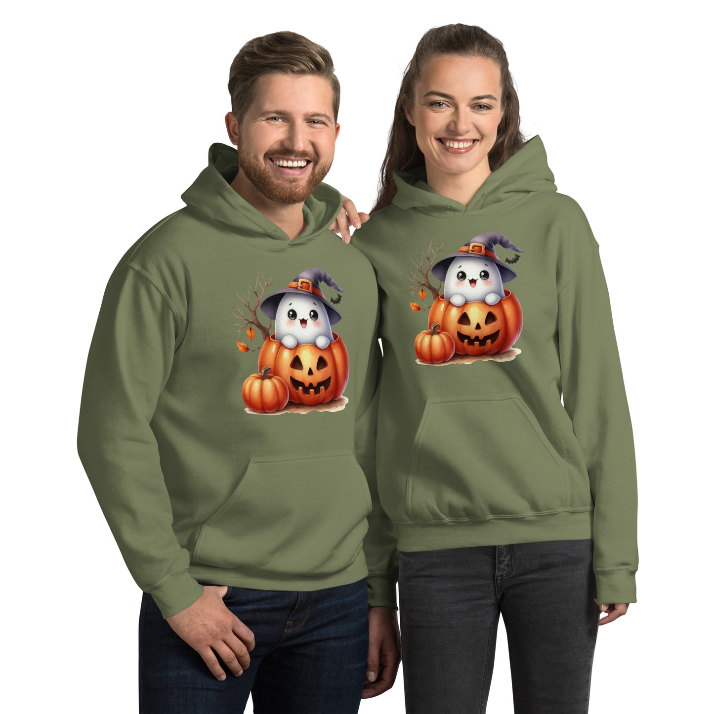 Halloween Hoodie, Soft & Stylish Cotton-Poly Blend, Air-Jet Spun Yarn for Reduced Pilling, Double-Lined Hood with Drawcord, Front Pouch Pocket, Rib-Knit Cuffs, Quarter-Turned Body, Ideal for Cooler Evenings