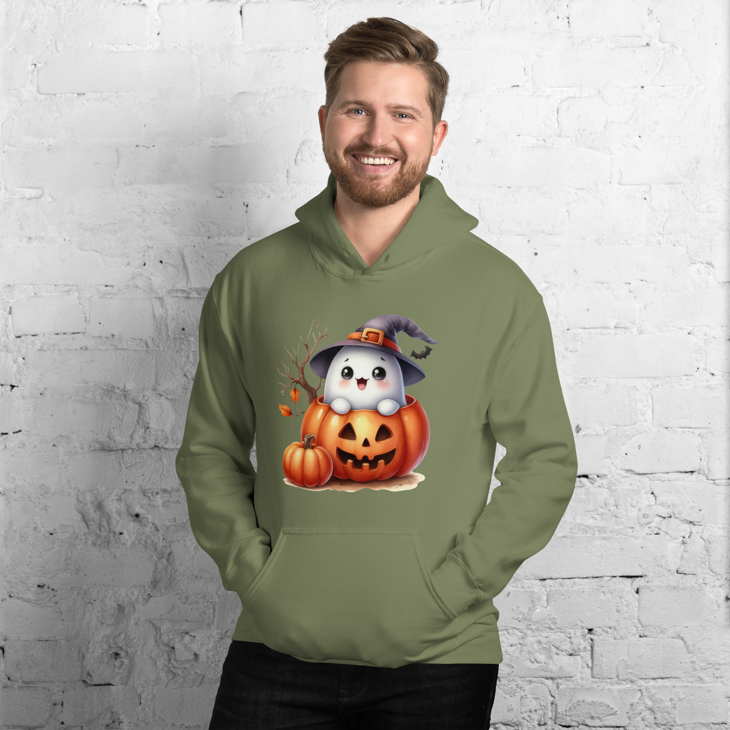 Halloween Hoodie, Soft & Stylish Cotton-Poly Blend, Air-Jet Spun Yarn for Reduced Pilling, Double-Lined Hood with Drawcord, Front Pouch Pocket, Rib-Knit Cuffs, Quarter-Turned Body, Ideal for Cooler Evenings