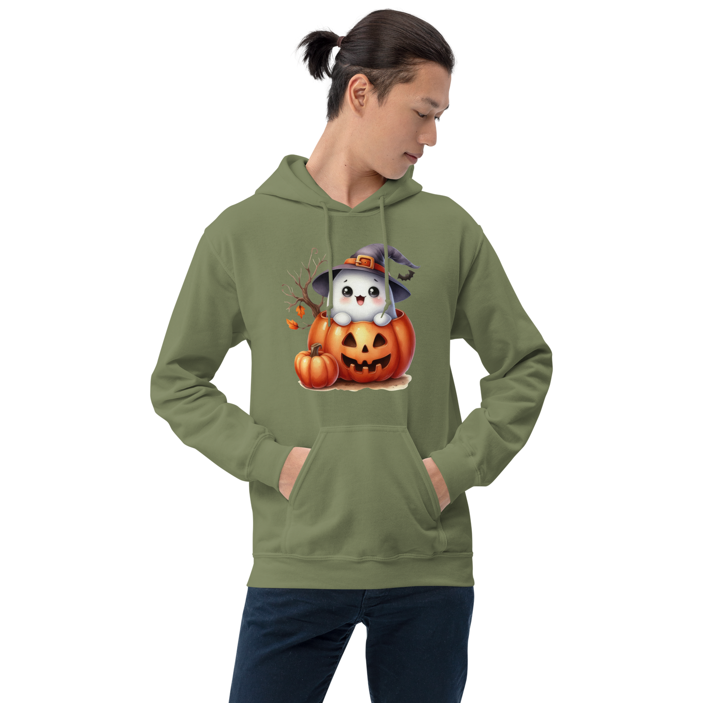 Halloween Hoodie, Soft & Stylish Cotton-Poly Blend, Air-Jet Spun Yarn for Reduced Pilling, Double-Lined Hood with Drawcord, Front Pouch Pocket, Rib-Knit Cuffs, Quarter-Turned Body, Ideal for Cooler Evenings