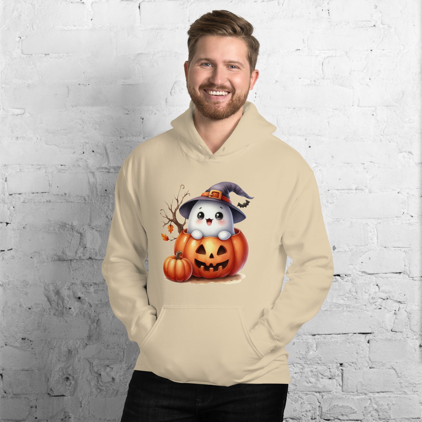 Halloween Hoodie, Soft & Stylish Cotton-Poly Blend, Air-Jet Spun Yarn for Reduced Pilling, Double-Lined Hood with Drawcord, Front Pouch Pocket, Rib-Knit Cuffs, Quarter-Turned Body, Ideal for Cooler Evenings