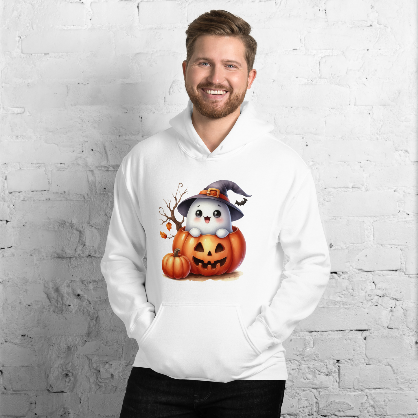 Halloween Hoodie, Soft & Stylish Cotton-Poly Blend, Air-Jet Spun Yarn for Reduced Pilling, Double-Lined Hood with Drawcord, Front Pouch Pocket, Rib-Knit Cuffs, Quarter-Turned Body, Ideal for Cooler Evenings