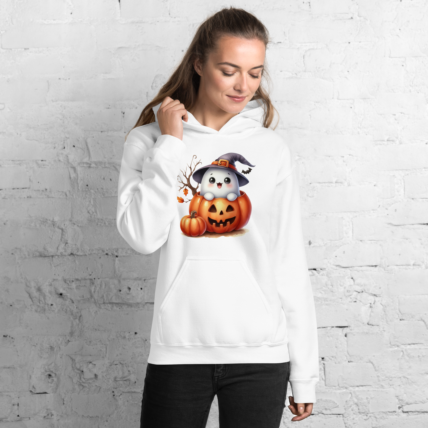 Halloween Hoodie, Soft & Stylish Cotton-Poly Blend, Air-Jet Spun Yarn for Reduced Pilling, Double-Lined Hood with Drawcord, Front Pouch Pocket, Rib-Knit Cuffs, Quarter-Turned Body, Ideal for Cooler Evenings