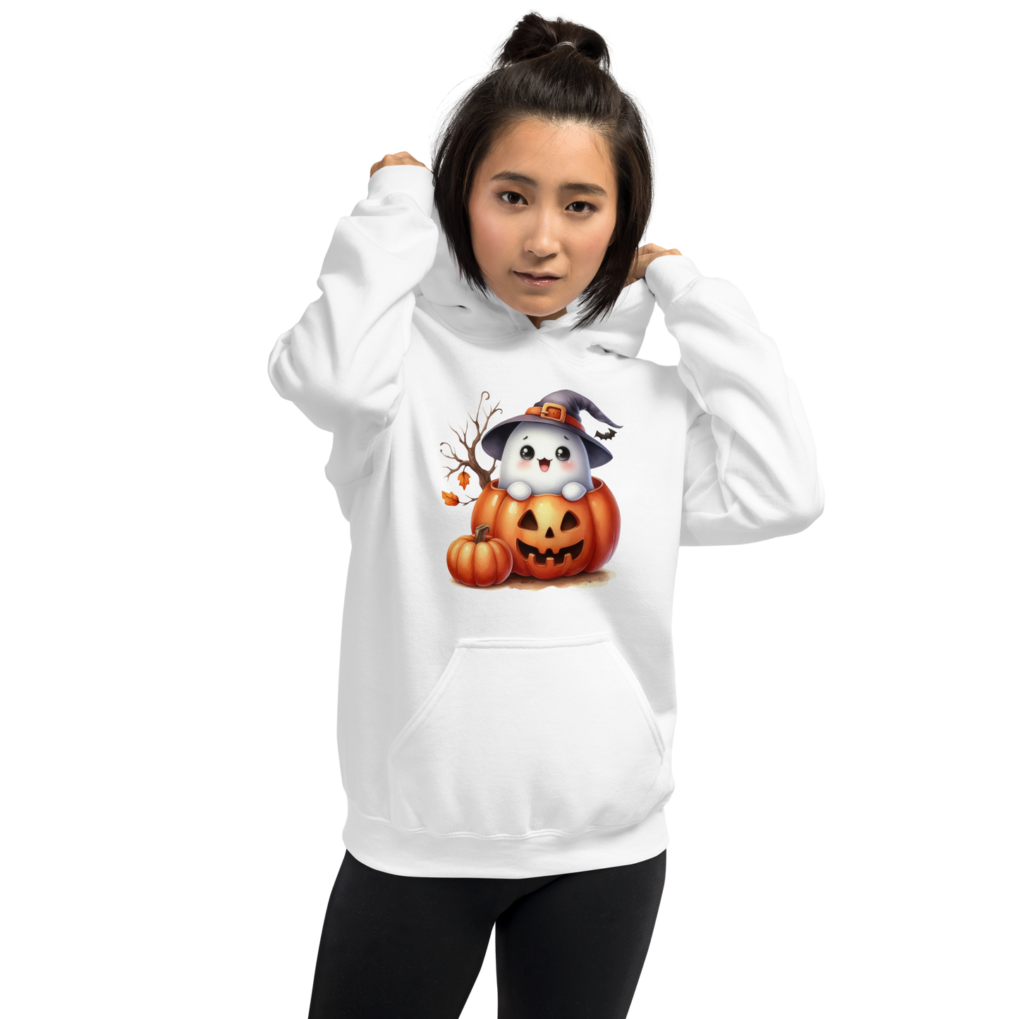 Halloween Hoodie, Soft & Stylish Cotton-Poly Blend, Air-Jet Spun Yarn for Reduced Pilling, Double-Lined Hood with Drawcord, Front Pouch Pocket, Rib-Knit Cuffs, Quarter-Turned Body, Ideal for Cooler Evenings