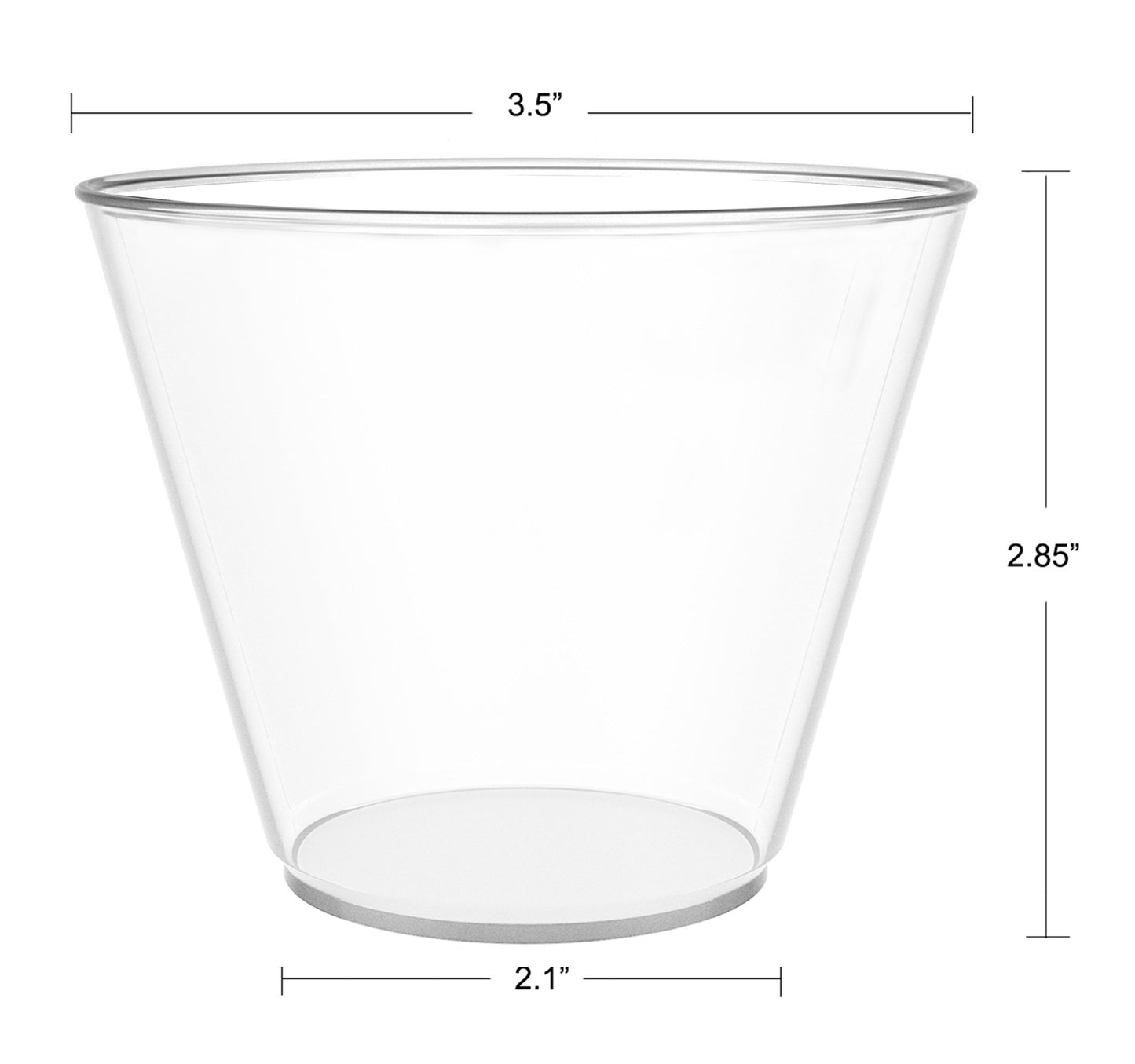 JL Prime 100 Clear Plastic Cups, 9 Oz Heavy Duty Reusable Disposable Clear Plastic Cups, Old Fashioned Tumblers, Hard Plastic Drinking Cups for Party and Wedding