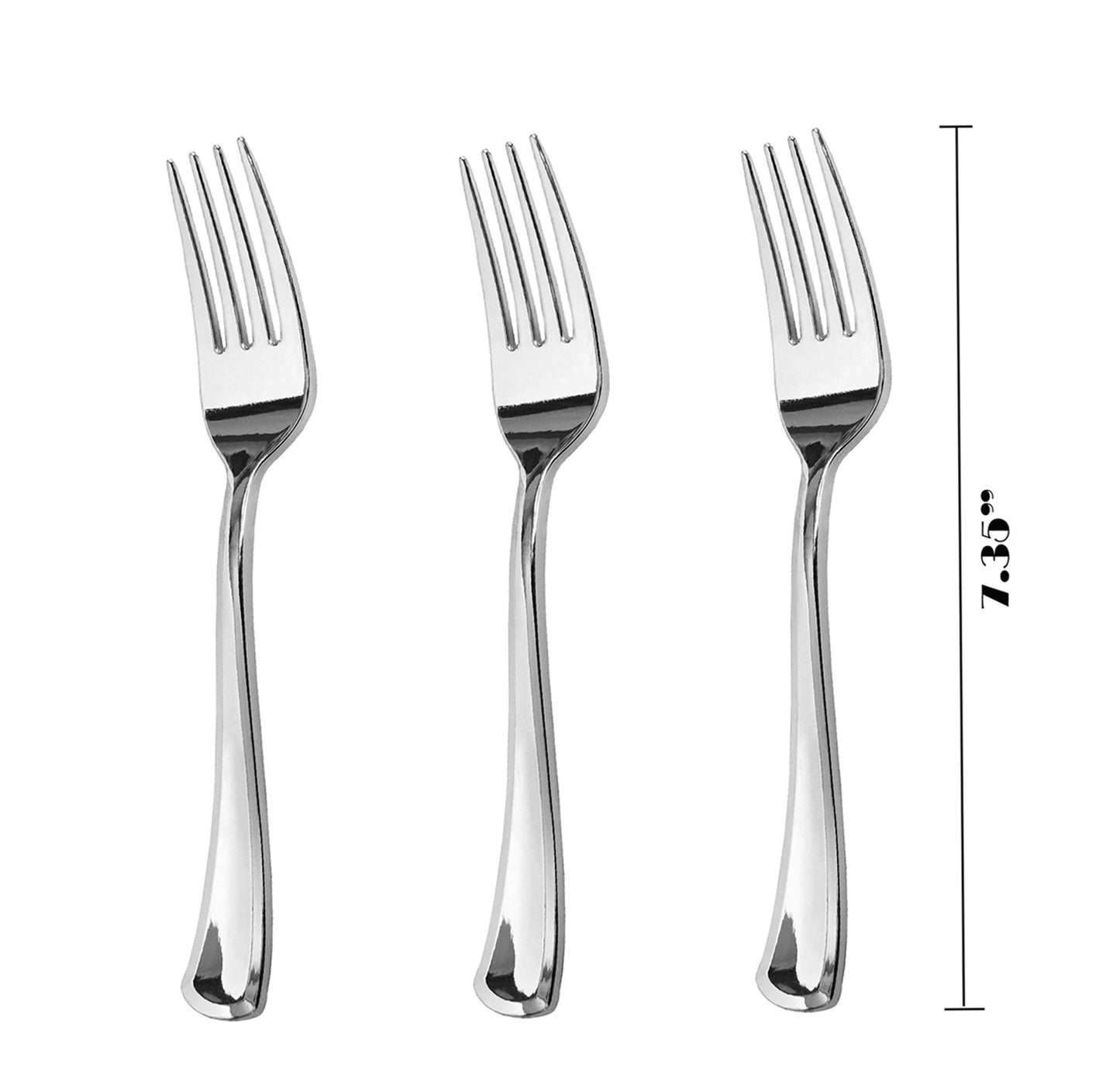 JL Prime 100 Piece Silver Plastic Forks Bulk Set, Silver Plastic Cutlery Set, Heavy Duty Utensils for Party & Wedding, Disposable Silver Flatware, Silver Plastic Forks 100 Pack